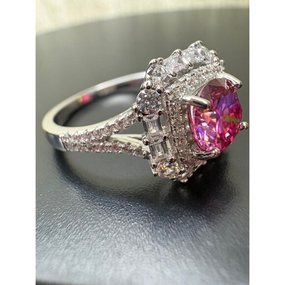 New 2ct Pink & White Moissanite Ring in 925 Silver -Sz. 8.25 - Picture 5 of 12